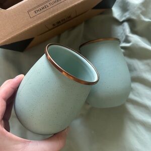 Barebones Enamel Travel Tumbler Set - Light/Sage Green